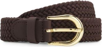 BOSS Woven belt with leather trims