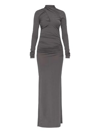 Entire studios draped long-sleeve maxi dress - women - Cotton/Elastane - M - Grey