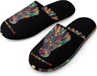 Generic Badminton Geometric Fragments Mens House Slippers Slip Indoor Slipper On Shoes Warm Outdoor