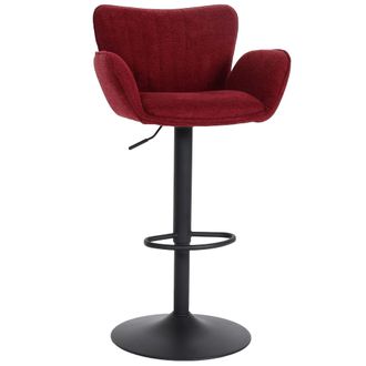 Hhg Hhg - Taburete De Bar 098, Silla Giratoria Taburete De Bar, Con Reposabrazos Reposapi&eacute;s Giratorio Tela/textil Hierro Mvg, Burdeos Base Negro