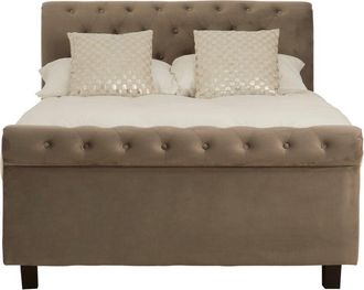 Premier Housewares Interiors By Premier Elegant Brushed Velvet Double Bed, Minimalist Double Bed For Bedroom, Velvet Upholstered Stud Detail Bed