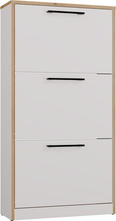 Topeshop Paula Zapatero, Blanco / Cantos Roble Artisan, 3 Puertas, Para Entrada