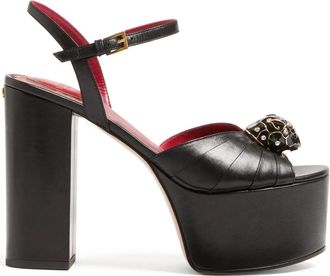 Valentino Garavani Panthea platform heeled sandals - women - Kid Leather/Calf Leather/Goat Skin - 36.5 - Black