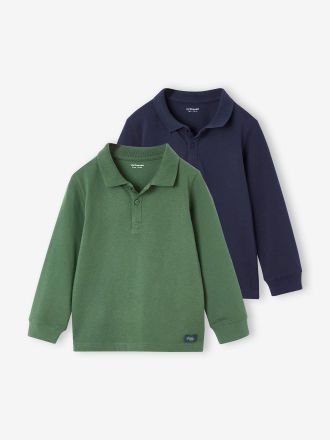 Vertbaudet 2er-Pack Jungen Rugbyshirts gr&uuml;n