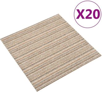 vidaXL Baldosas De Suelo De Moqueta 20 Uds 5 M&sup2; 50x50 Cm Beige Rayado Vidaxl