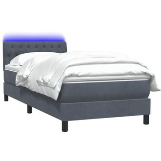 vidaXL Cama Box Spring Con Colch&oacute;n Terciopelo Gris Oscuro 90x220 Cm Vidaxl