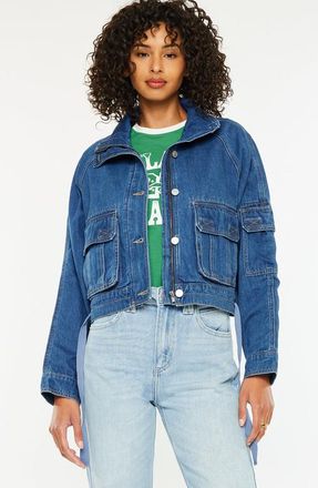 Kancan Jailene Denim Windbreaker Jacket in Dark Wash at Nordstrom, Size X-Large