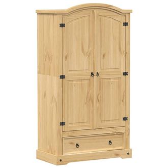 Berkfield Home Wardrobe Corona 102x52x186 cm Solid Wood Pine in Brown | Size: 102 x 52 x 186 cm