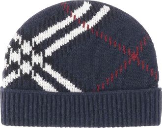 Burberry Blue Check Beanie Cap