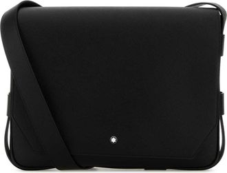 Montblanc Black Leather Messenger Crossbody Bag