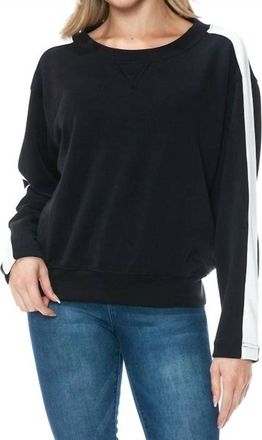 Ariella Crewneck Long Sleeve Top In Black