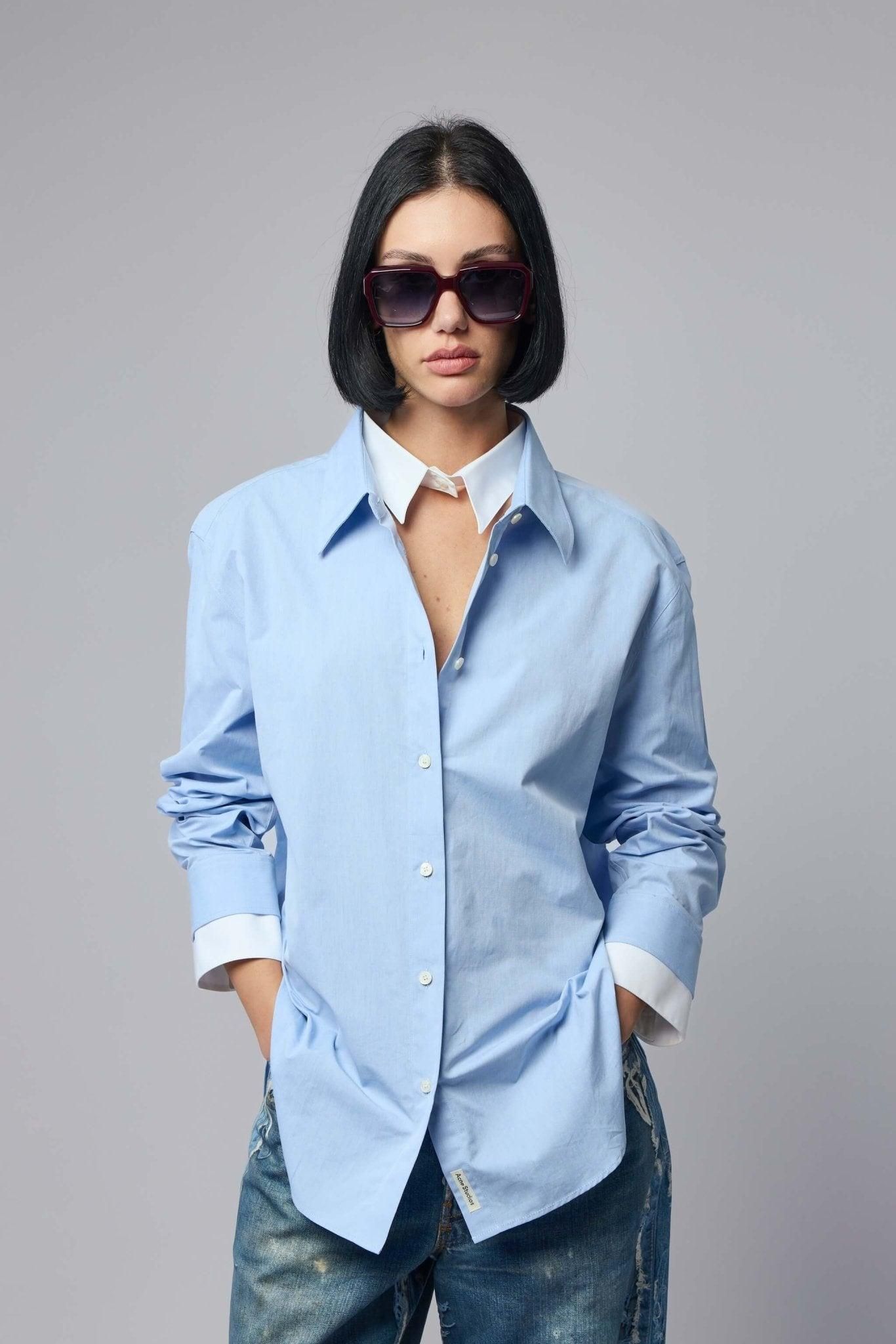 Camicia Donna Elegante E Casual &ndash; Maniche Corte, Scollo A V, In Chiffon &ndash; Colori Nero E Rosso