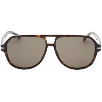 HUGO BOSS Mens Havana Brown Framed Grey Lens Sunglasses - One Size