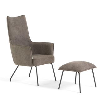 Siediti Fuori e Dentro Sill&oacute;n con reposapi&eacute;s para lectura en tejido gris oscuro