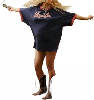 Boys Lie Stud Wrangler Boyfriend Tee V2 In Navy Red