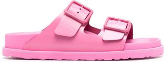 Birkenstock logo-embossed open-toe slides - women - Leather - 36 Regular - Pink