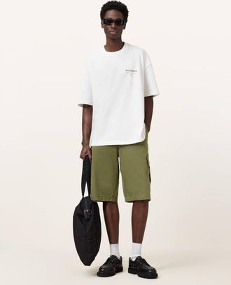 AllSaints Mens Cotton Flynn Oversized Cargo Shorts, Size: 38