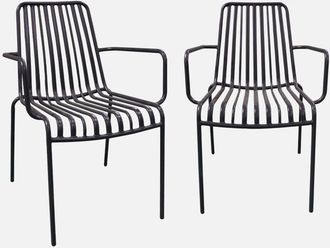 Sweeek Sweeek - Silla de jardín apilable de acero, set de 2, Florida, Antracita, 59x53.5x78 cm