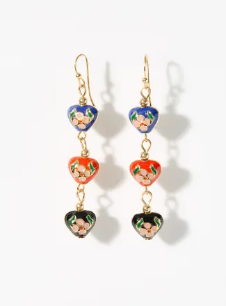 Simons Womens Flower-heart long earrings