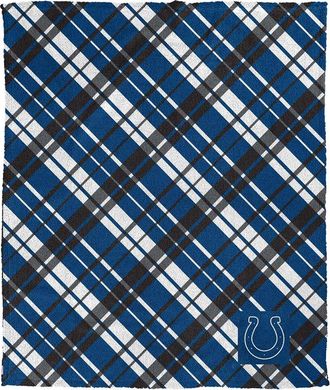 Pegasus Sports Indianapolis Colts Nfl Team Plaid Sherpa Logo Patch Throw