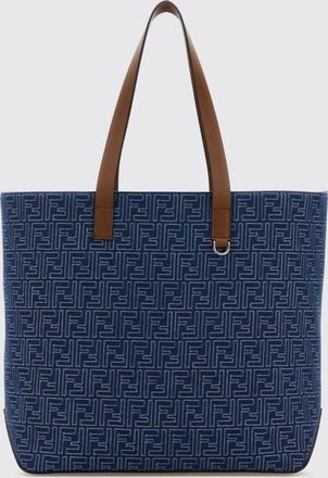 Fendi Borsa shopping in denim ricamato FF Fendi
