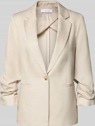 Comma Regular Fit Blazer aus Lyocell-Mix mit Reverskragen in Sand, Gr&ouml;&szlig;e 36
