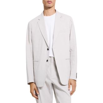 Theory Standard Linen Blend Suit Jacket in Silver Cloud at Nordstrom, Size 42 Regular