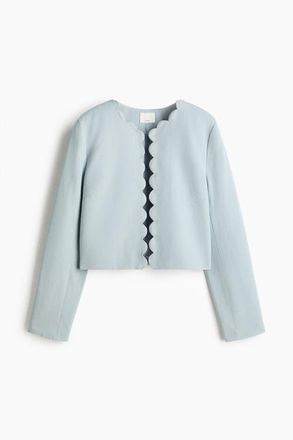 H&M Scalloped-edge Jacket in Light Dusty Turquoise at Nordstrom, Size Xx-Large