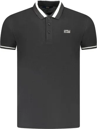 Cavalli Black Cotton Men Mens Polo
