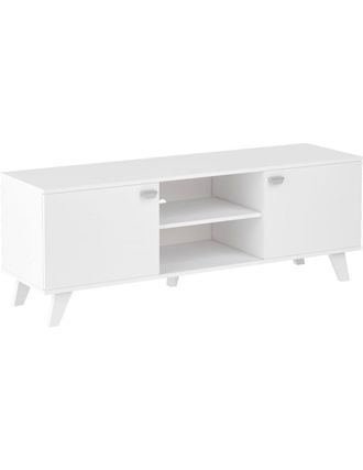 Pondecor Interiorismo Mueble de TV 2 puertas y balda acabado en Blanco 140 x 40 x 51 cm