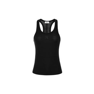 Elisabetta Franchi Sleeveless Tops, female, Black, Size: 2XS Tank Top with Embroidered Logo