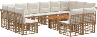 vidaXL Conjunto De Sof&aacute;s De Jard&iacute;n 13 Uds. Natural Y Crema Vidaxl