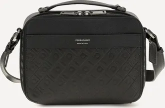 Ferragamo Leather crossbody Bag with embossed Gancini pattern Male UNI