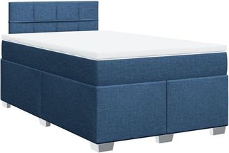 vidaXL Box Spring Bed with Mattress Blue 120x200 cm Fabric Vidaxl