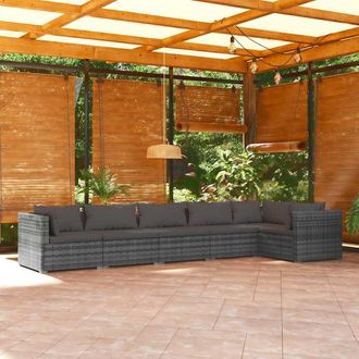 vidaXL Set De Muebles De Jard&iacute;n 6 Pzas Y Cojines Rat&aacute;n Sint&eacute;tico Gris Vidaxl