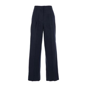 Dunst Wide Trousers, female, Blue, Size: L Double Pleated Chino Slacks