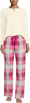 Lands End Petite Knit 2 Piece Pajama Set - Long Sleeve Top and Pants in Vibrant Red Large Check at Nordstrom, Size Xx-Small P