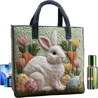 Generic Bunny Tote Bag - Canvas Handbag Style, Bunny Shoulder Bag, Soft Cotton Fabric with Reinforced Handle, Easter Party Gift Accessory, Outdoor Shopping Tr