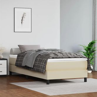 vidaXL Vidaxl - Estructura De Cama Sin Colch&oacute;n Cuero Sint&eacute;tico Crema 90x200 Cm