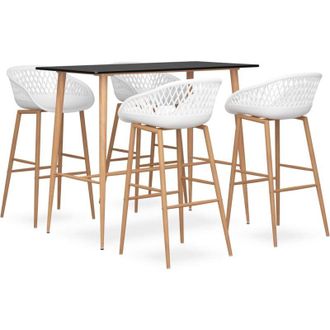 vidaXL Mesa Alta Y Taburetes De Bar 5 Piezas Negro Y Blanco Vidaxl