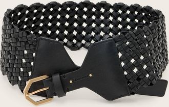 AllSaints Cow Leather Mathilde Woven Leather Waist Belt, Size: XS