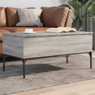 vidaXL Vidaxl - Mesa De Centro Madera Ingenier&iacute;a Metal Gris Sonoma 100x50x45cm