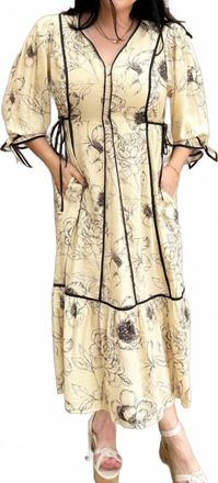 Entro Ecru Midi Dress In Multi