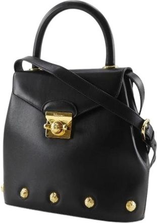 Ferragamo Pre-owned Handbags, female, Black, Size: ONE SIZE Pre-owned Leather Handbag