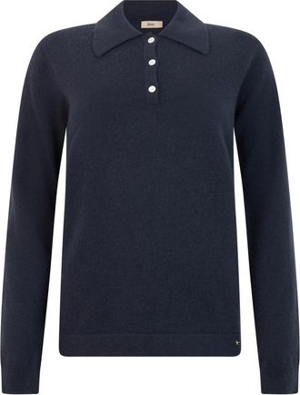 Herno Lange mouwen Polo - Dames - Polos - Blauw - M - Wol - Tops