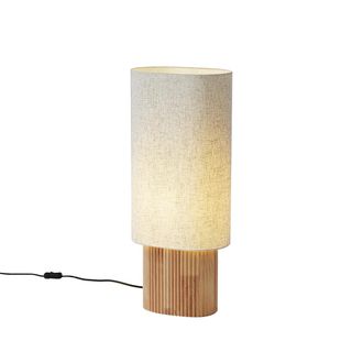 QAZQA Qazqa L&aacute;mpara De Pie Japandi De Madera Con Pantalla De Lino De 70