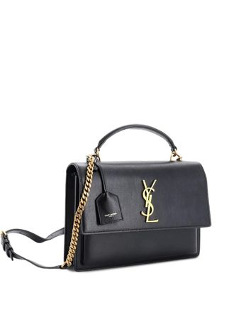 Saint Laurent Sunset Top Handle Leather Medium shoulder bag - Nero