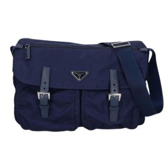 Prada Pre-owned Cross Body Bags, male, Blue, Size: ONE SIZE Pre-owned Vintage Shoulder Bag