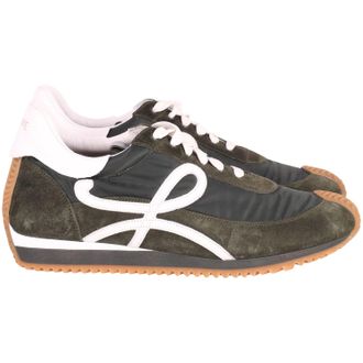Loewe Pre-owned Mens Flow Runner Sneakers in Forest Green Suede - Size EU 44