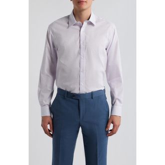 Daniel Hechter Paris Modern Fit Pink Check Cotton Dress Shirt at Nordstrom, Size 17.5